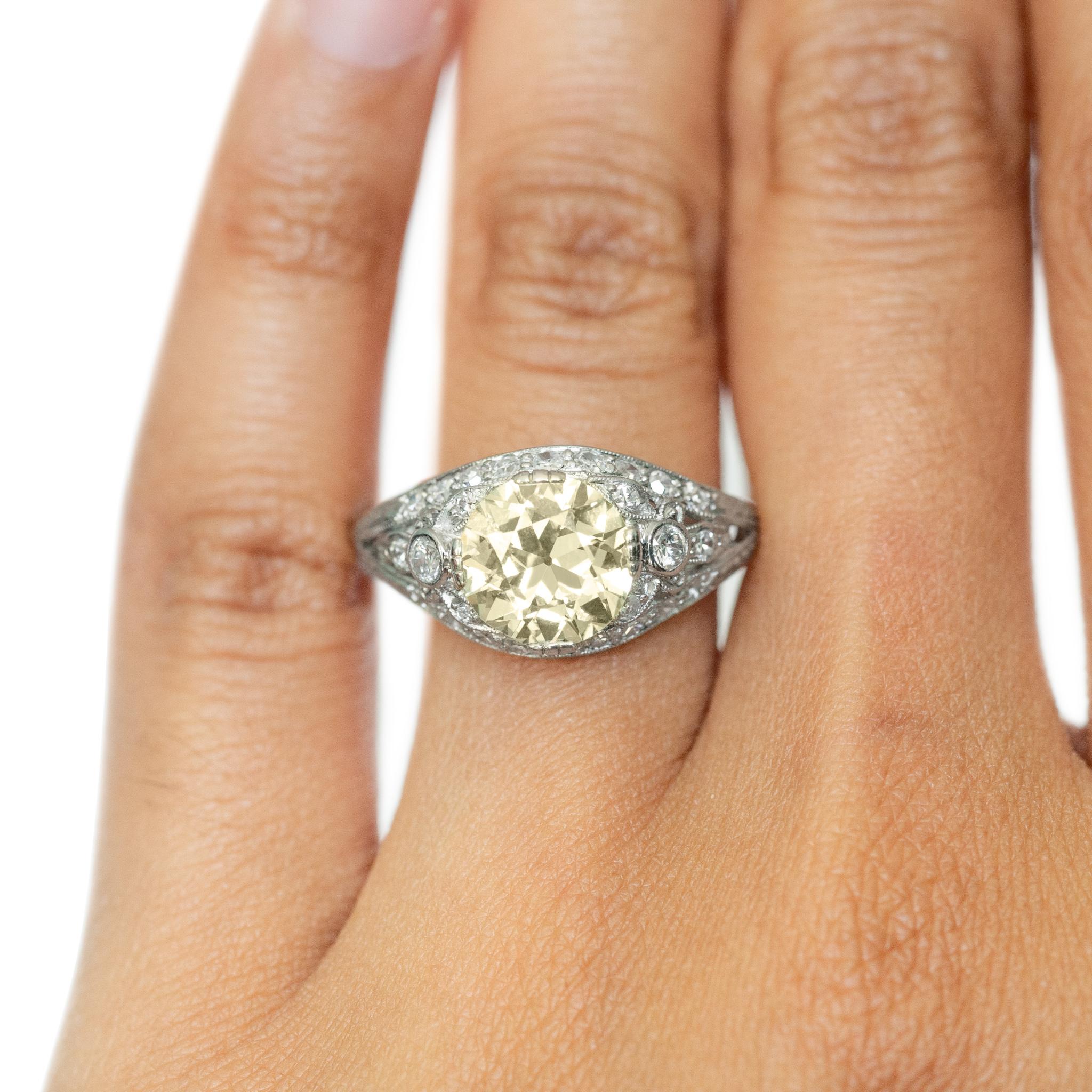 Women's or Men's 2.18 Carat Diamond Platinum Engagement Ring For Sale