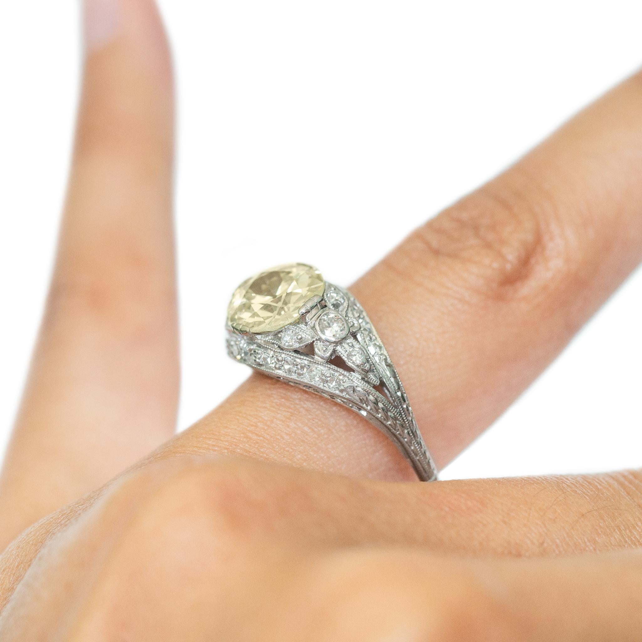 2.18 Carat Diamond Platinum Engagement Ring For Sale 1