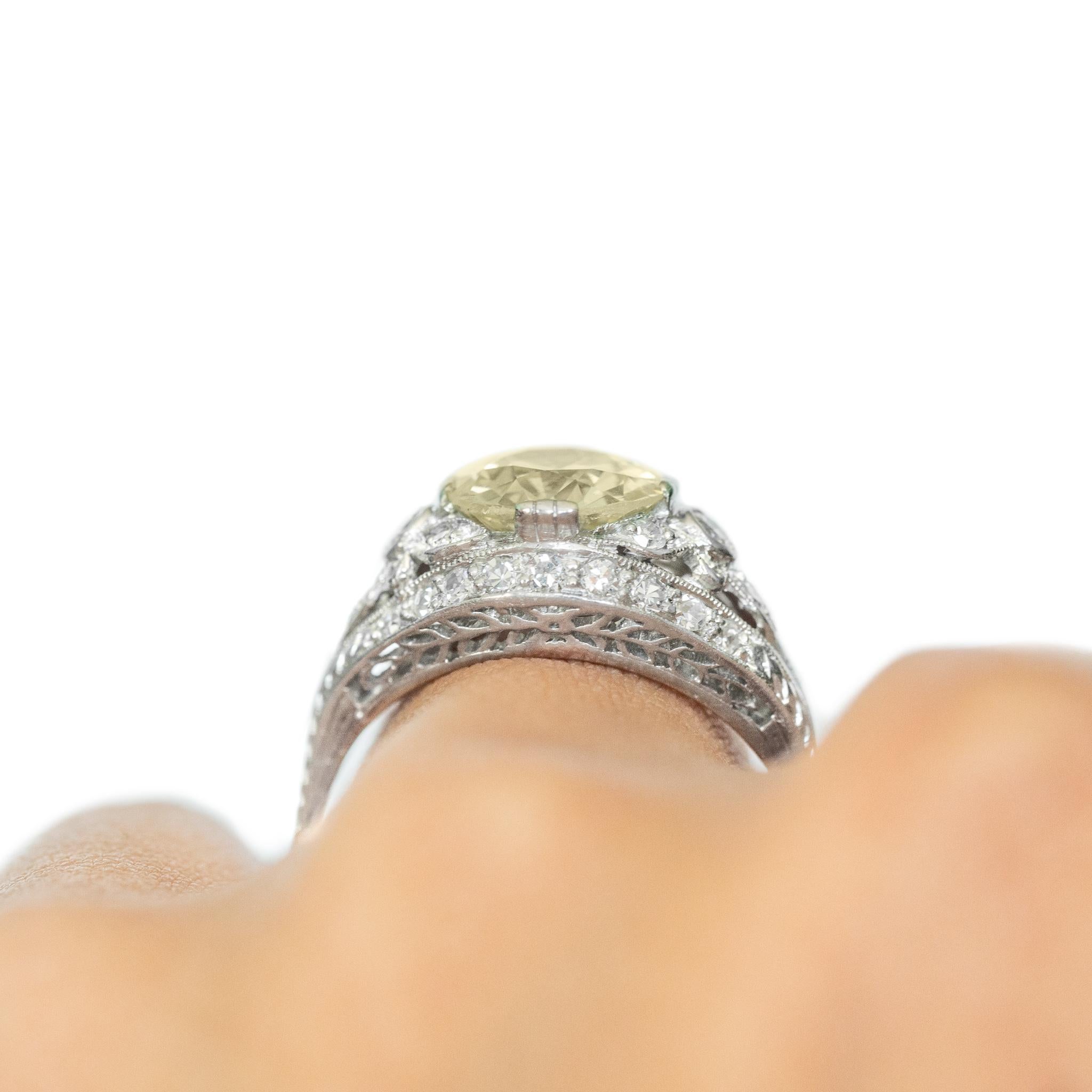 2.18 Carat Diamond Platinum Engagement Ring For Sale 2