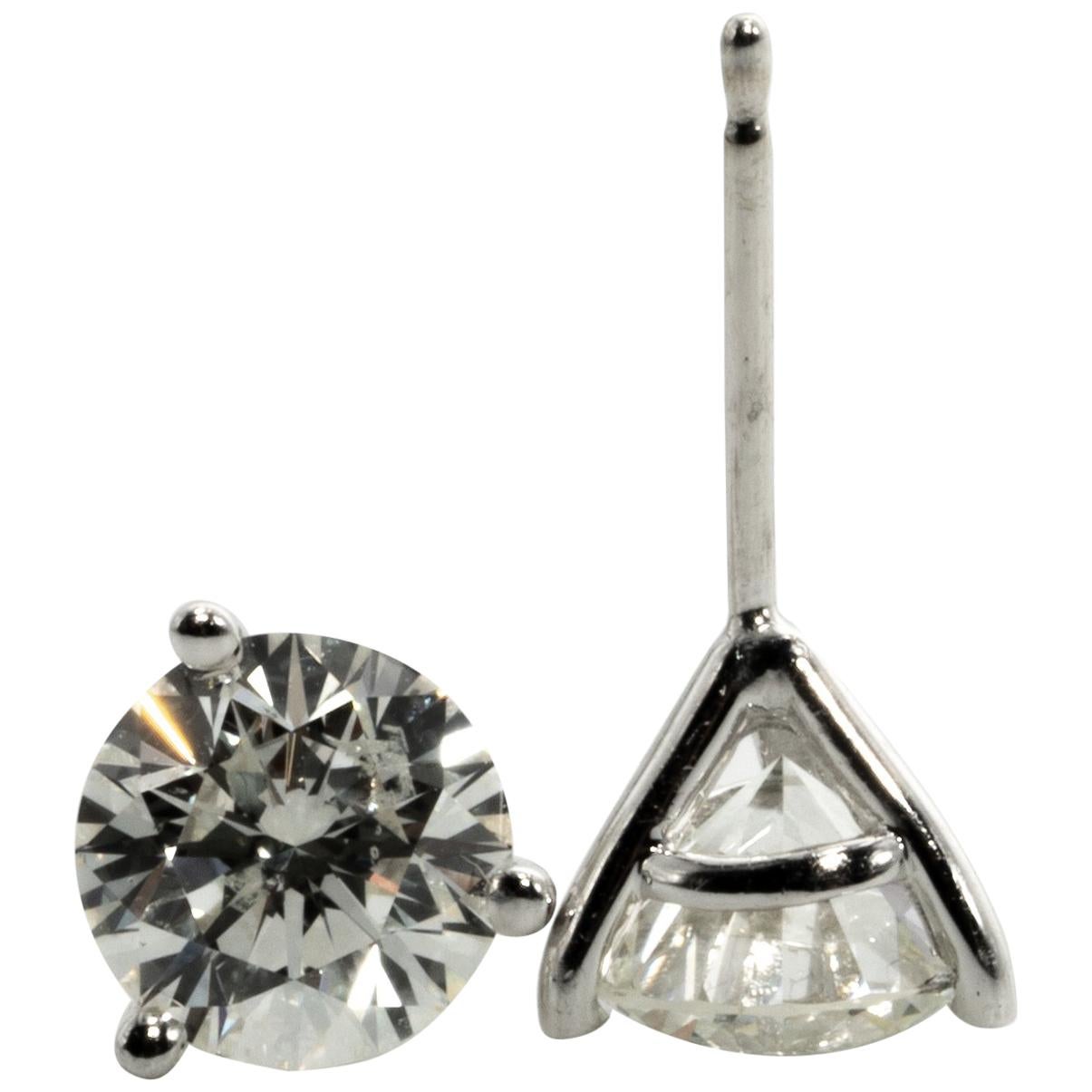 2.18 Carat Diamond Stud Earrings in 14K Martini Setting, by The Diamond Oak