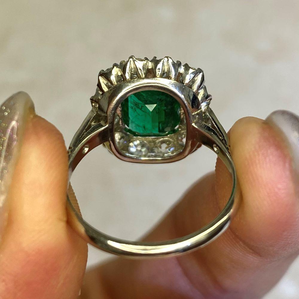 2.18 Carat Emerald-Cut Emerald, Diamond Halo, Platinum 5