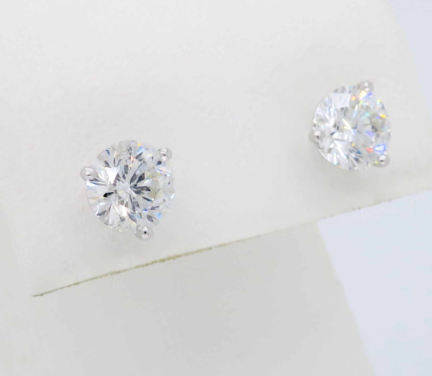 2.18 Carat Leo Diamond Stud Earrings In New Condition In Webster, NY