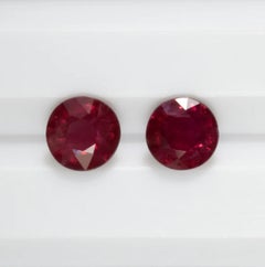 2,18 Karat Natürlicher Runder Brillant-Rubin 14K Gelbgold Tropfenohrringe