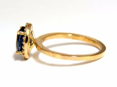 2.18 Carat Natural Vivid Blue Sapphire Diamonds Ring 18 Karat Petite Halo*
