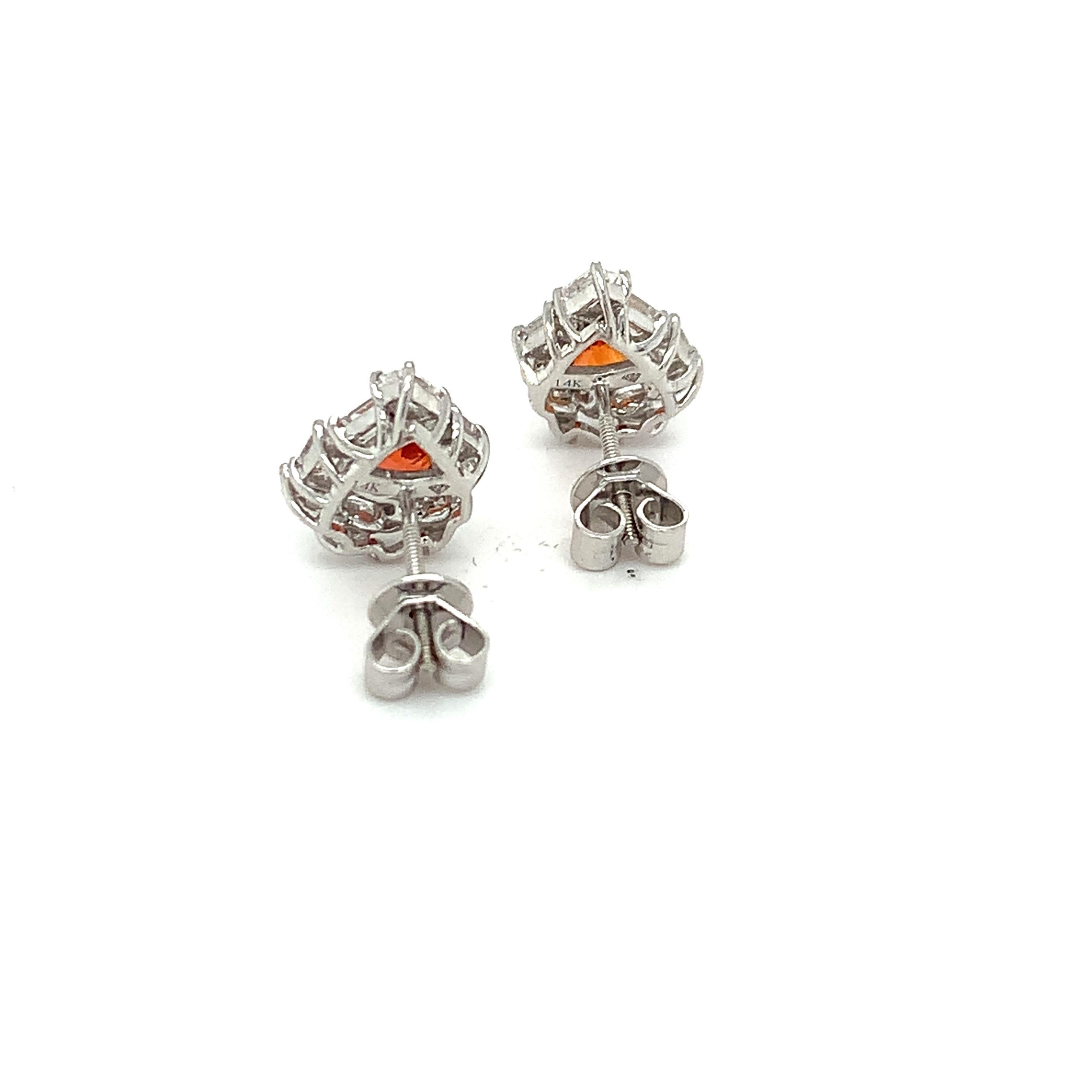 2.18 Carat Orange Sapphire Diamond Stud Earrings 5