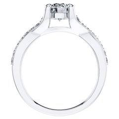 Bague de fiançailles à 4 griffes en or blanc 18 carats torsadé avec diamants ronds de 2,18 carats