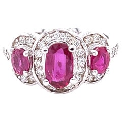 2.18 Carat Ruby Diamond 18 Karat White Gold Ring