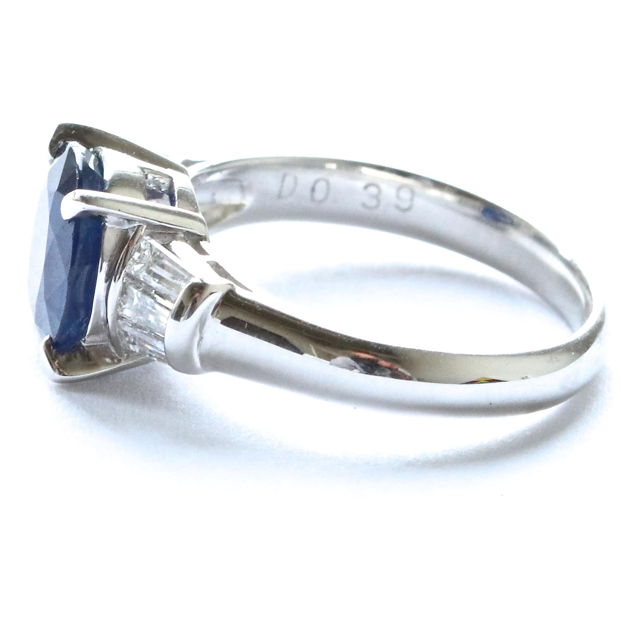 Women's 2.18 Carat Sapphire Diamond Platinum Ring