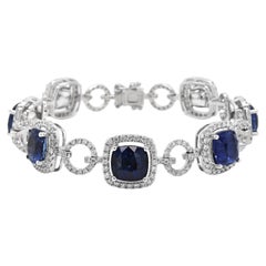Bracciale in oro bianco con diamante bianco e zaffiro da 21,8 carati