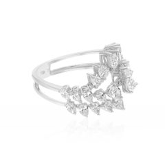 2.18 Carat SI Clarity HI Color Pear Diamond Cocktail Ring 14 Karat White Gold