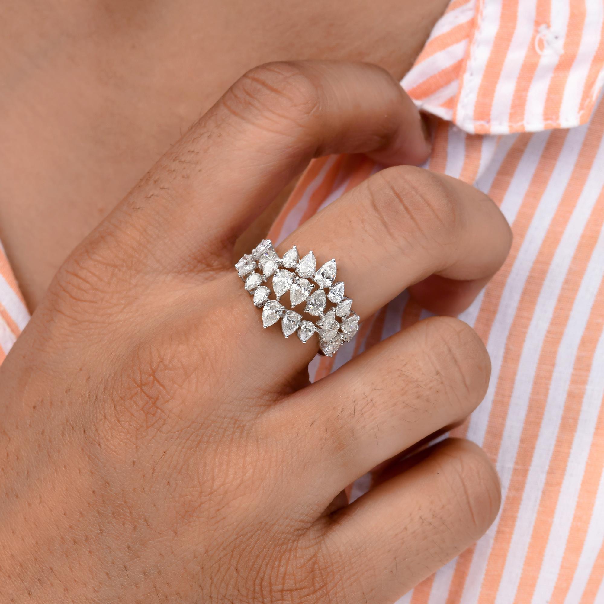 Pear Cut 2.18 Carat SI Clarity HI Color Pear Diamond Cocktail Ring 14 Karat White Gold For Sale