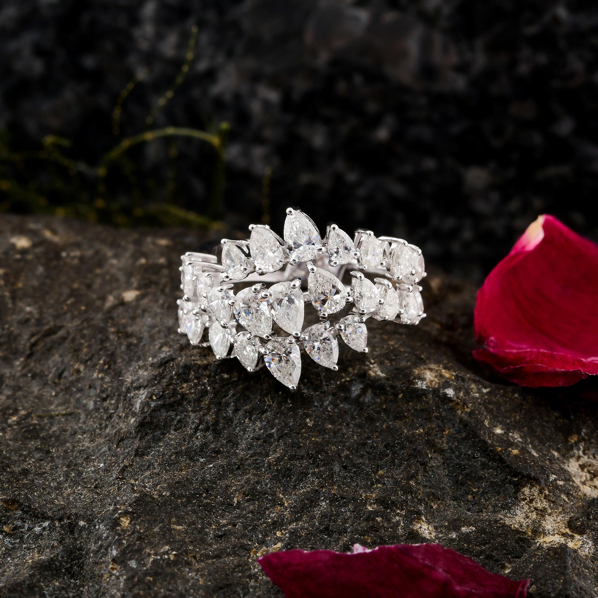 2.18 Carat SI Clarity HI Color Pear Diamond Cocktail Ring 14 Karat White Gold In New Condition For Sale In Diera, Dubai