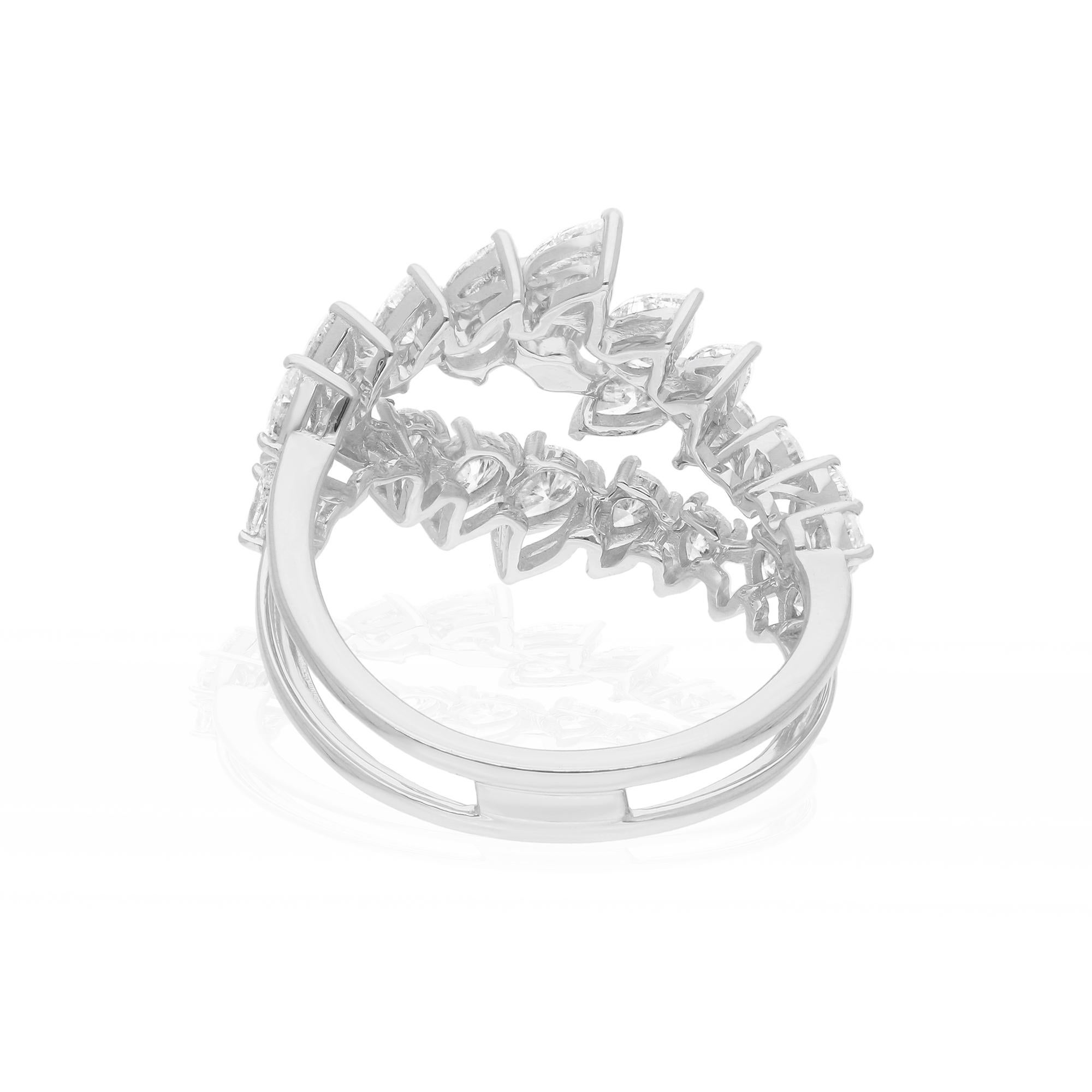 Women's 2.18 Carat SI Clarity HI Color Pear Diamond Cocktail Ring 14 Karat White Gold For Sale