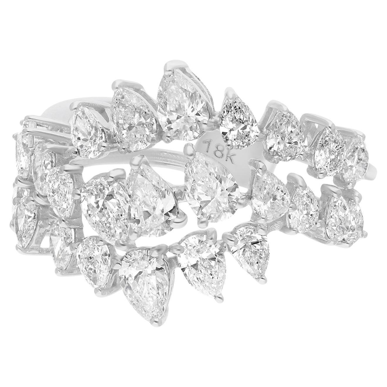 Bague cocktail en or blanc 14 carats avec diamant poire de 2,18 carats de pureté SI de couleur hi-colore