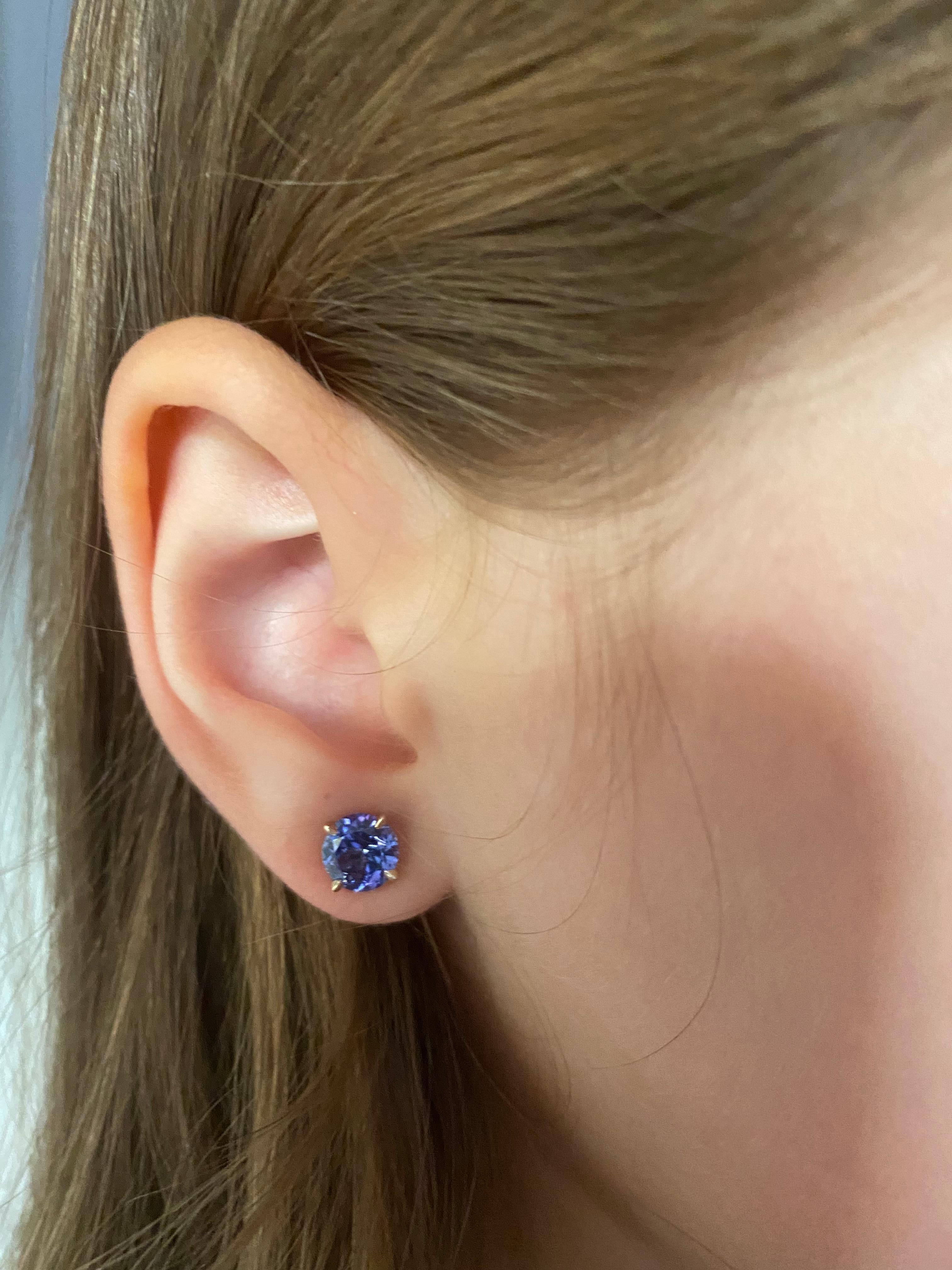 Women's or Men's 2.18 carat Tanzanite Studs with Removable Diamond Jackets  For Sale