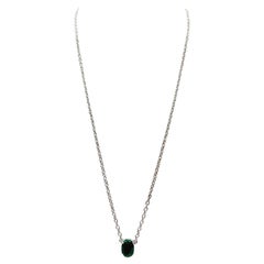 2.18 Carats Emerald Oval Shape Necklace White Gold 14 Karat 20

