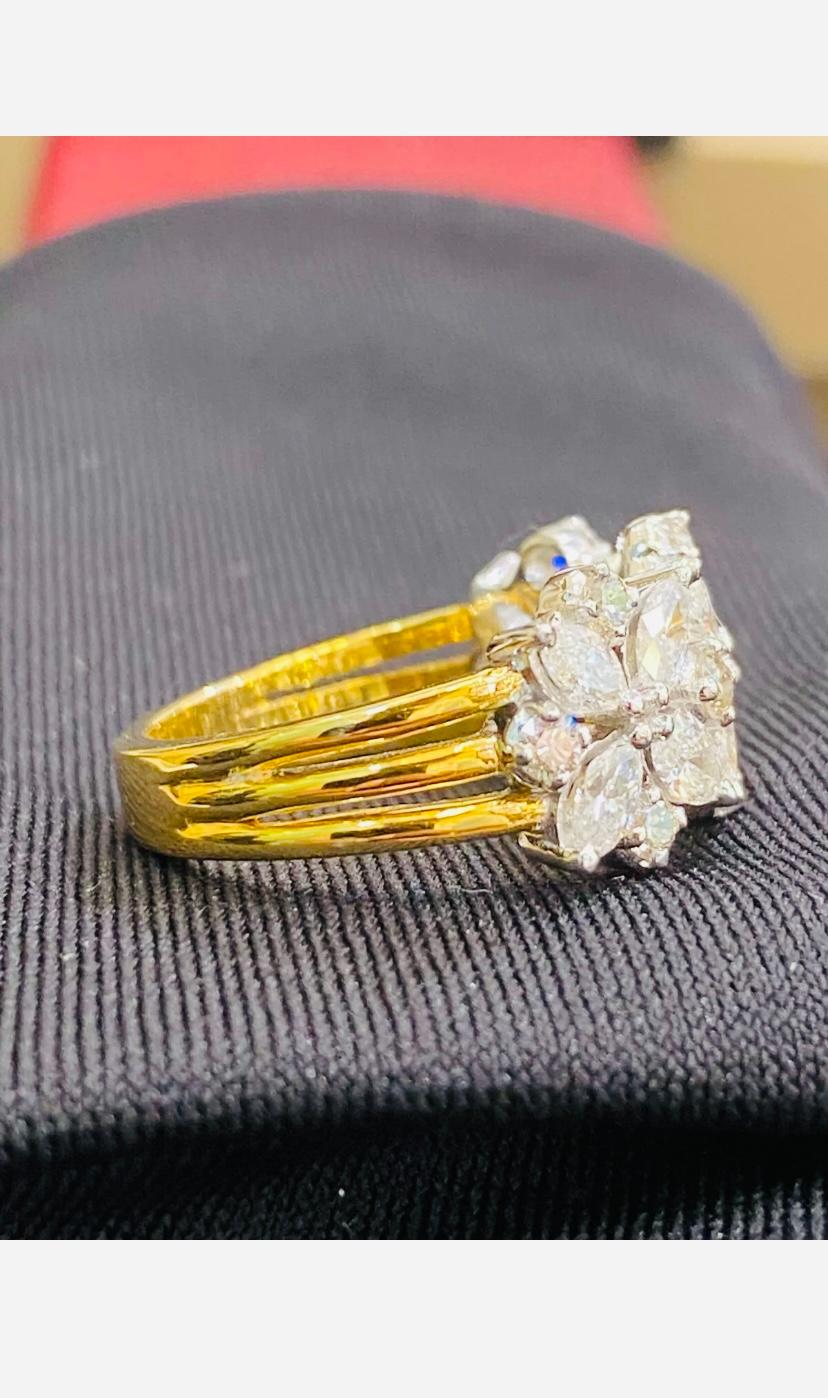 2.18 Carats Marquise Round Shape Natural Diamonds Gold Band Ring In New Condition For Sale In Massafra, IT