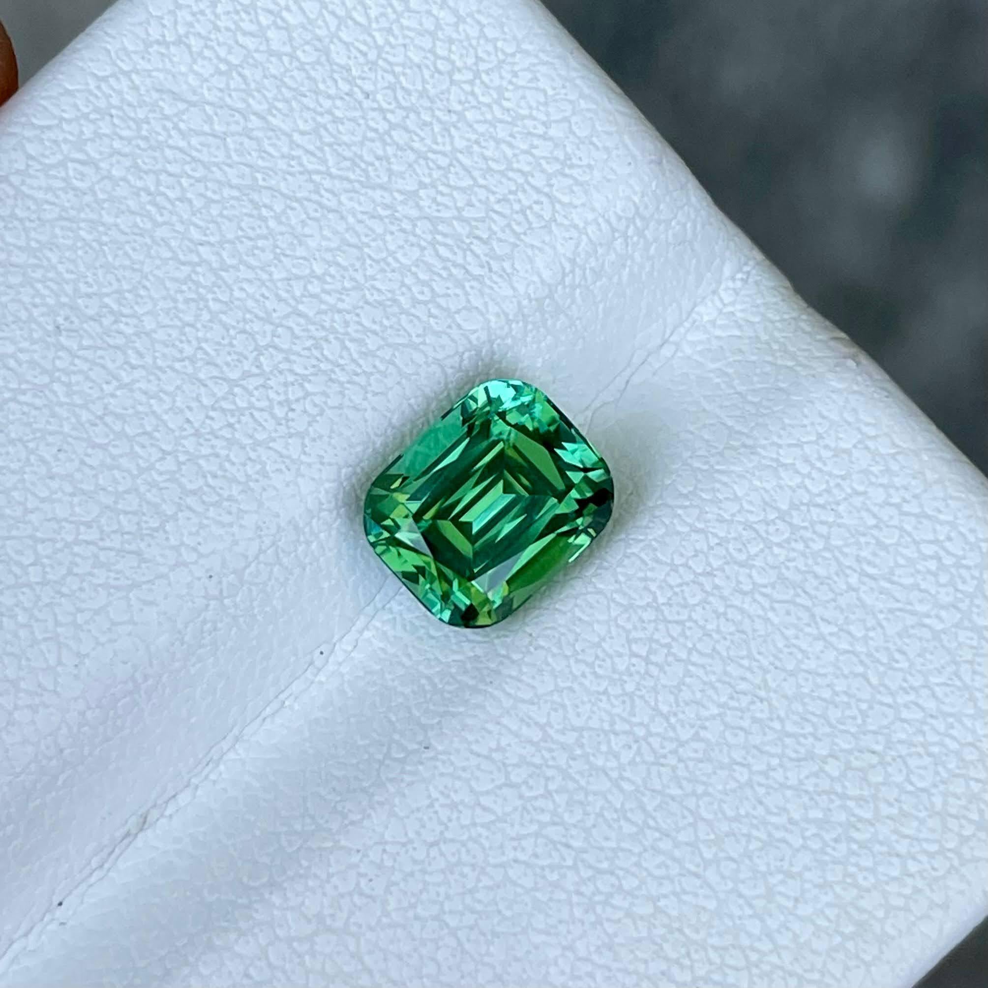 Modern 2.18 Carats Mint Green Tourmaline Stone Cushion Cut Natural Afghan Gemstone For Sale