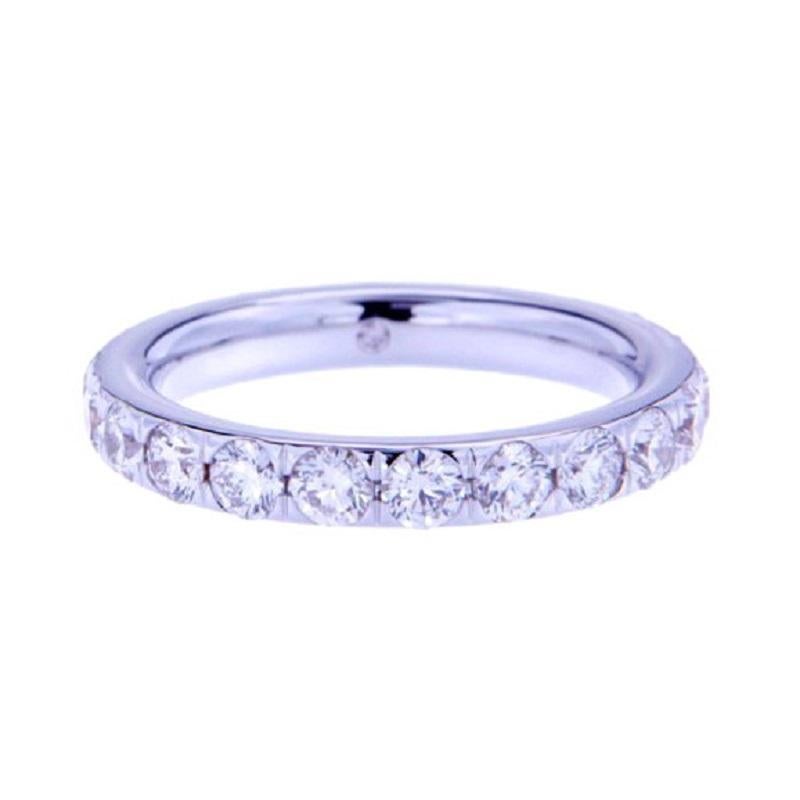 Round Cut 2.18 Ct Diamonds 18kt White Gold Wedding Ring For Sale