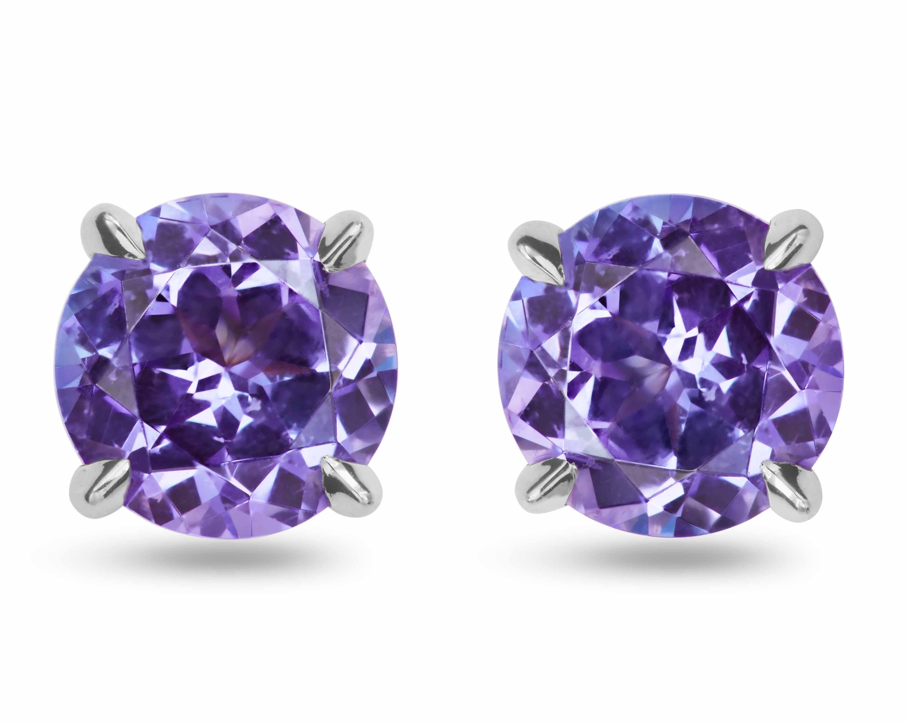 Round Cut 2.18 carat Tanzanite Studs with Removable Diamond Jackets  For Sale
