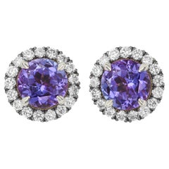 Clous en tanzanite de 2,18 carats avec vestes amovibles en diamants 