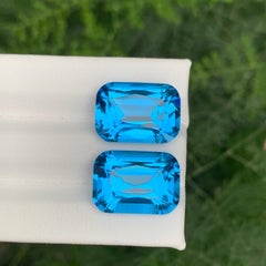 21.80 Carat Natural Loose Neon Blue Topaz Pair Cushion Cut African Gemstone