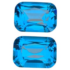 21.80 Carat Natural Loose Neon Blue Topaz Pair Cushion Cut African Gemstone