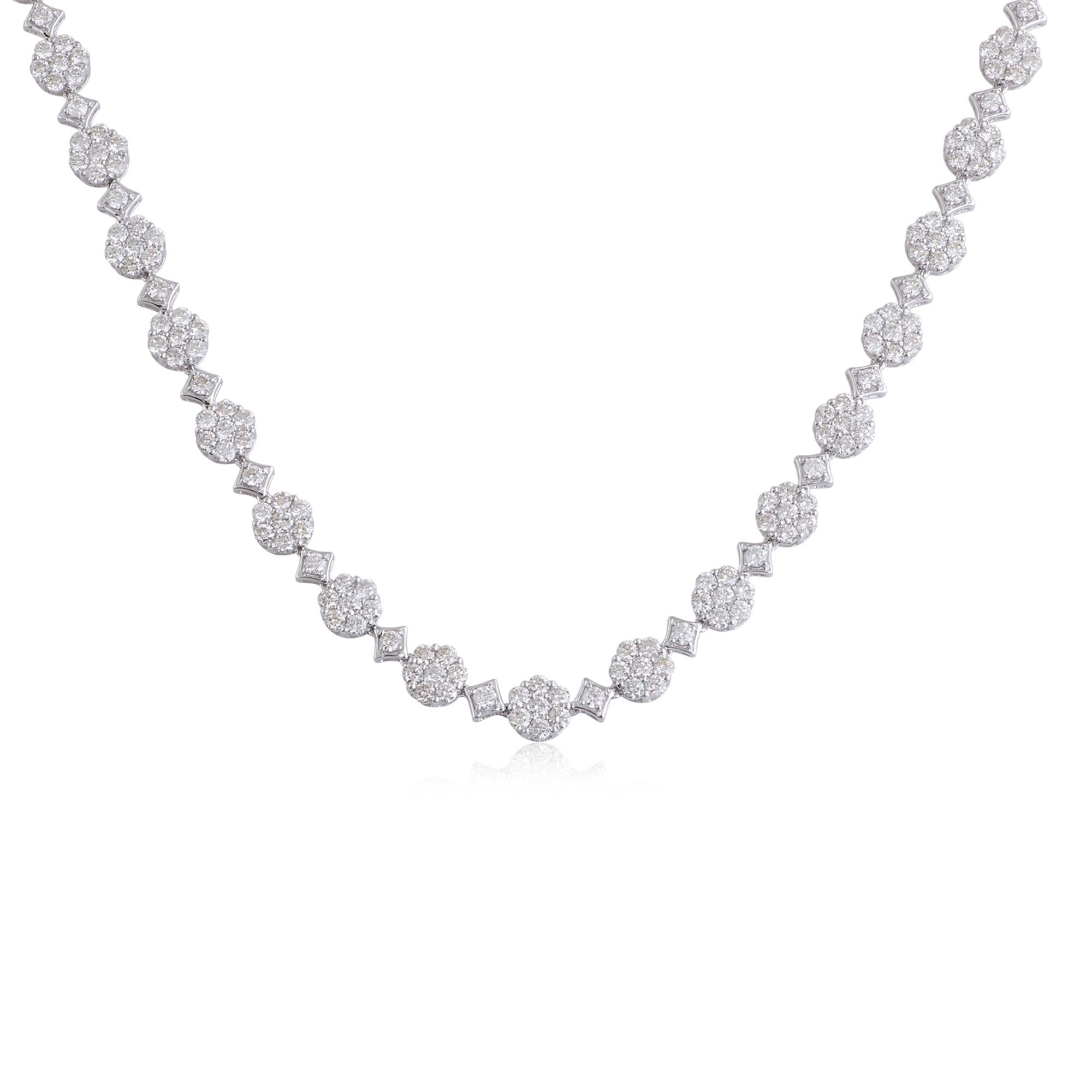 Make a grand and dazzling statement with this exquisite 21.80 Carat SI/HI Diamond Necklace. Handmade with meticulous craftsmanship, this stunning piece of women's jewelry showcases the brilliance and allure of diamonds, set in 14 karat white