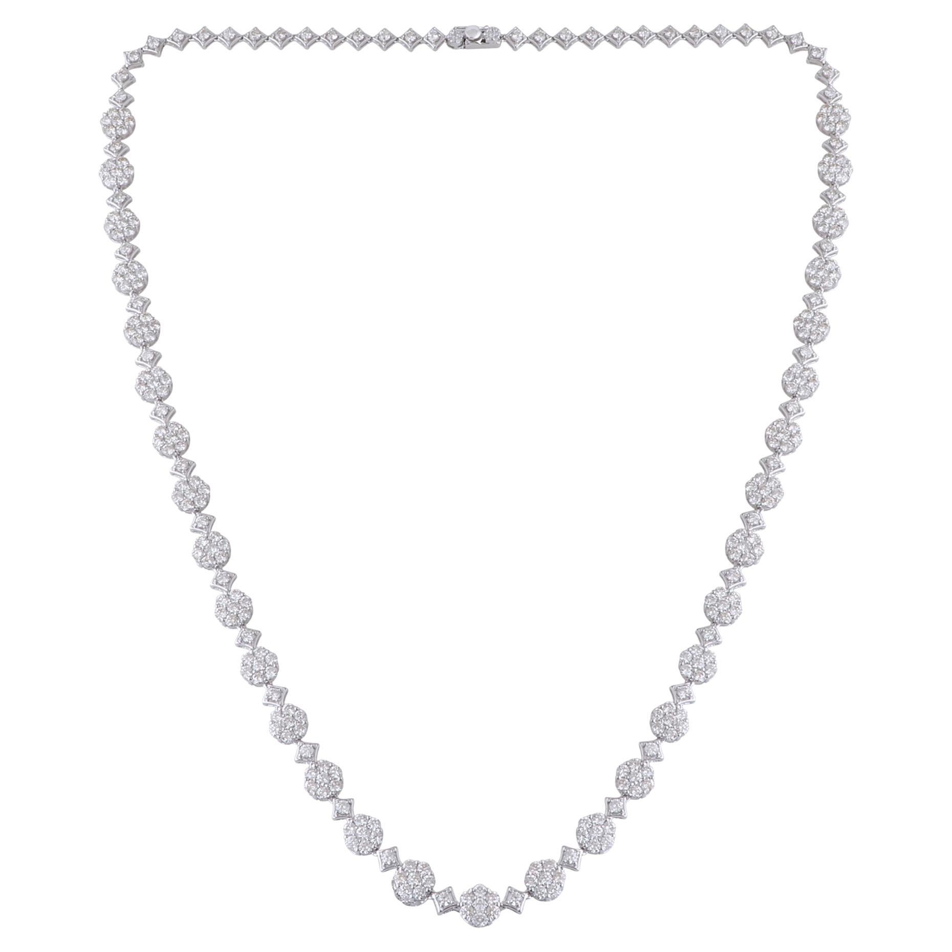 21.80 Carat SI/HI Diamond Necklace 14 Karat White Gold Handmade Women Jewelry  For Sale
