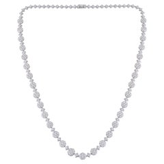 Used 21.80 Carat SI/HI Diamond Necklace 14 Karat White Gold Handmade Women Jewelry 