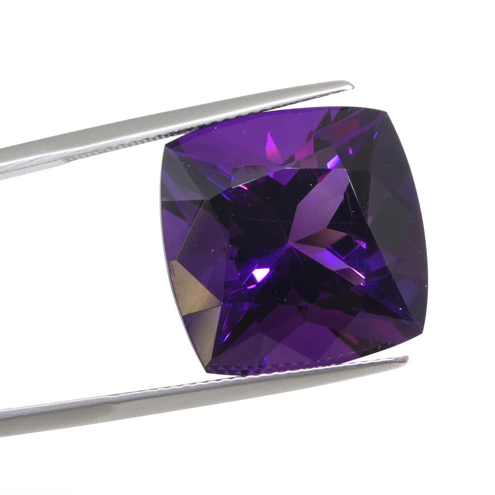21.81carat Square Cushion Purple Amethyst from Uruguay For Sale 8