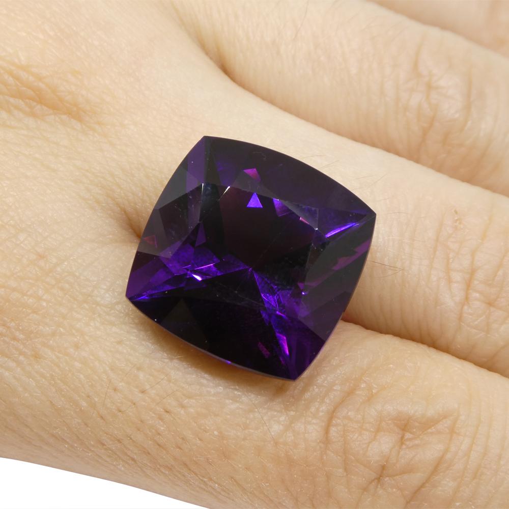 21.81carat Square Cushion Purple Amethyst from Uruguay In New Condition For Sale In Toronto, Ontario