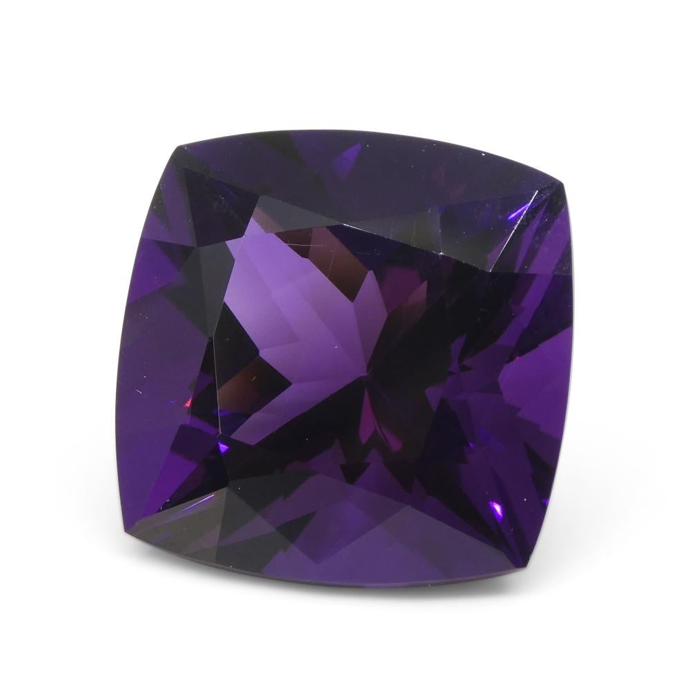 21.81carat Square Cushion Purple Amethyst from Uruguay For Sale 1