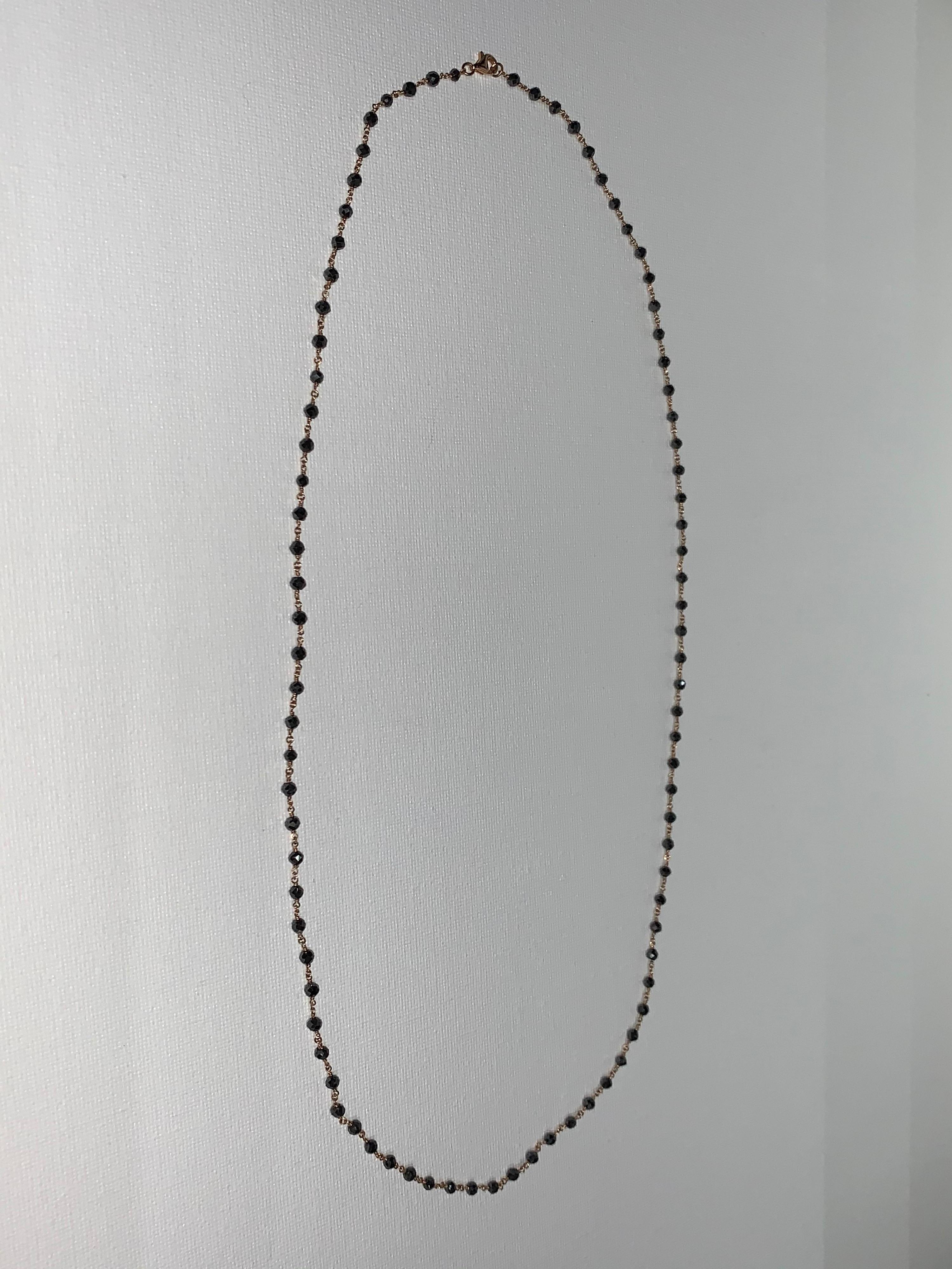 Feminine 21.84 Carat Black Diamond 18 Karat Rose Gold Chain Link Necklace In New Condition In Scottsdale, AZ