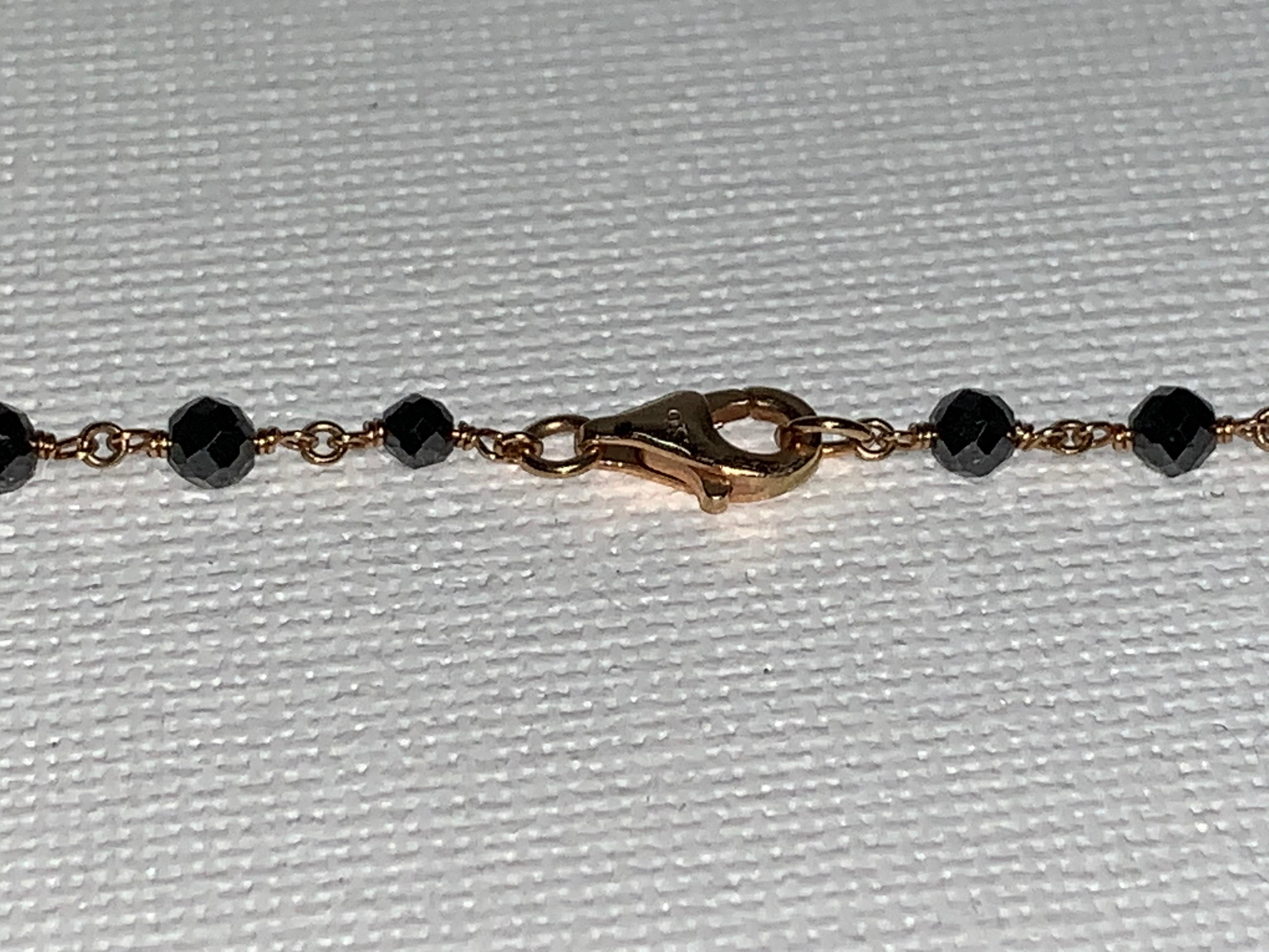 Women's or Men's Feminine 21.84 Carat Black Diamond 18 Karat Rose Gold Chain Link Necklace