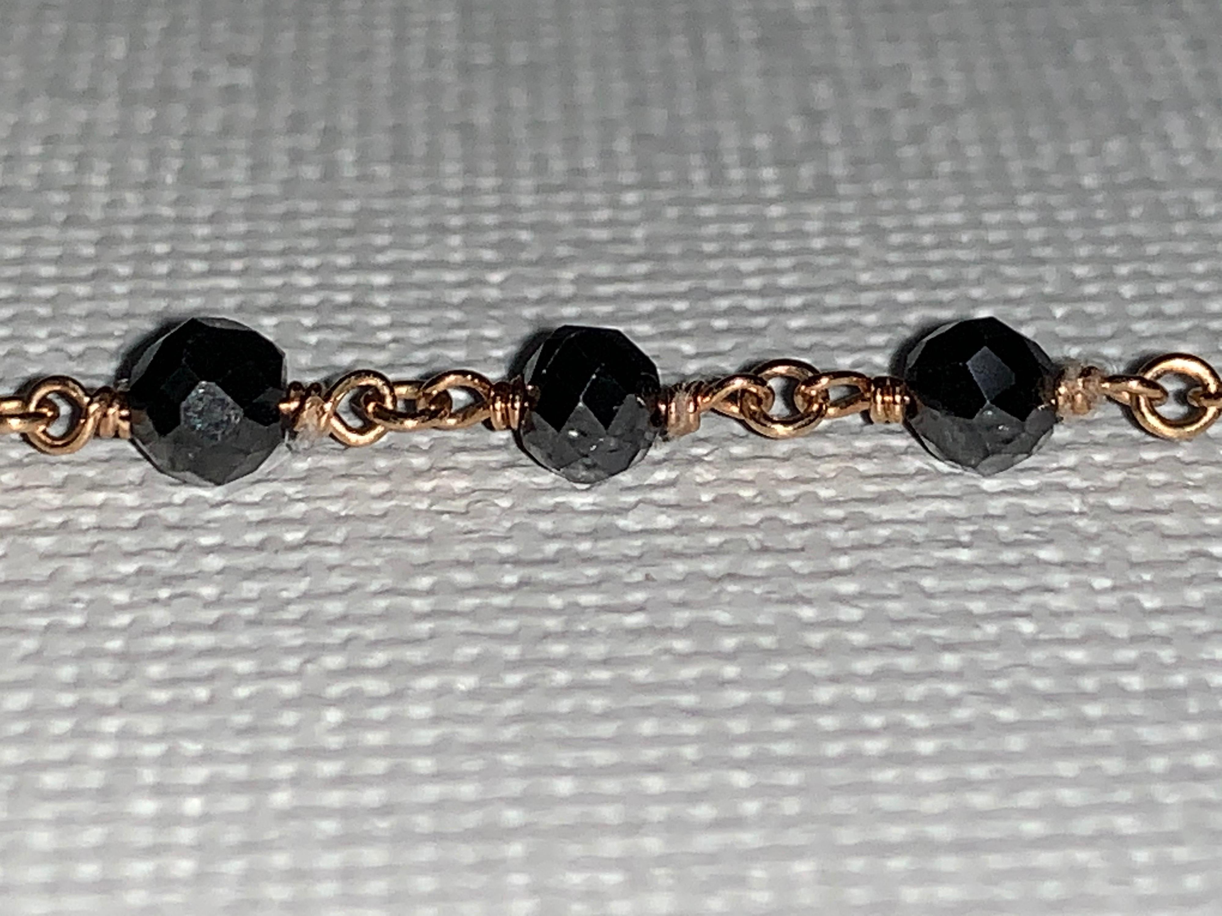 Feminine 21.84 Carat Black Diamond 18 Karat Rose Gold Chain Link Necklace 1