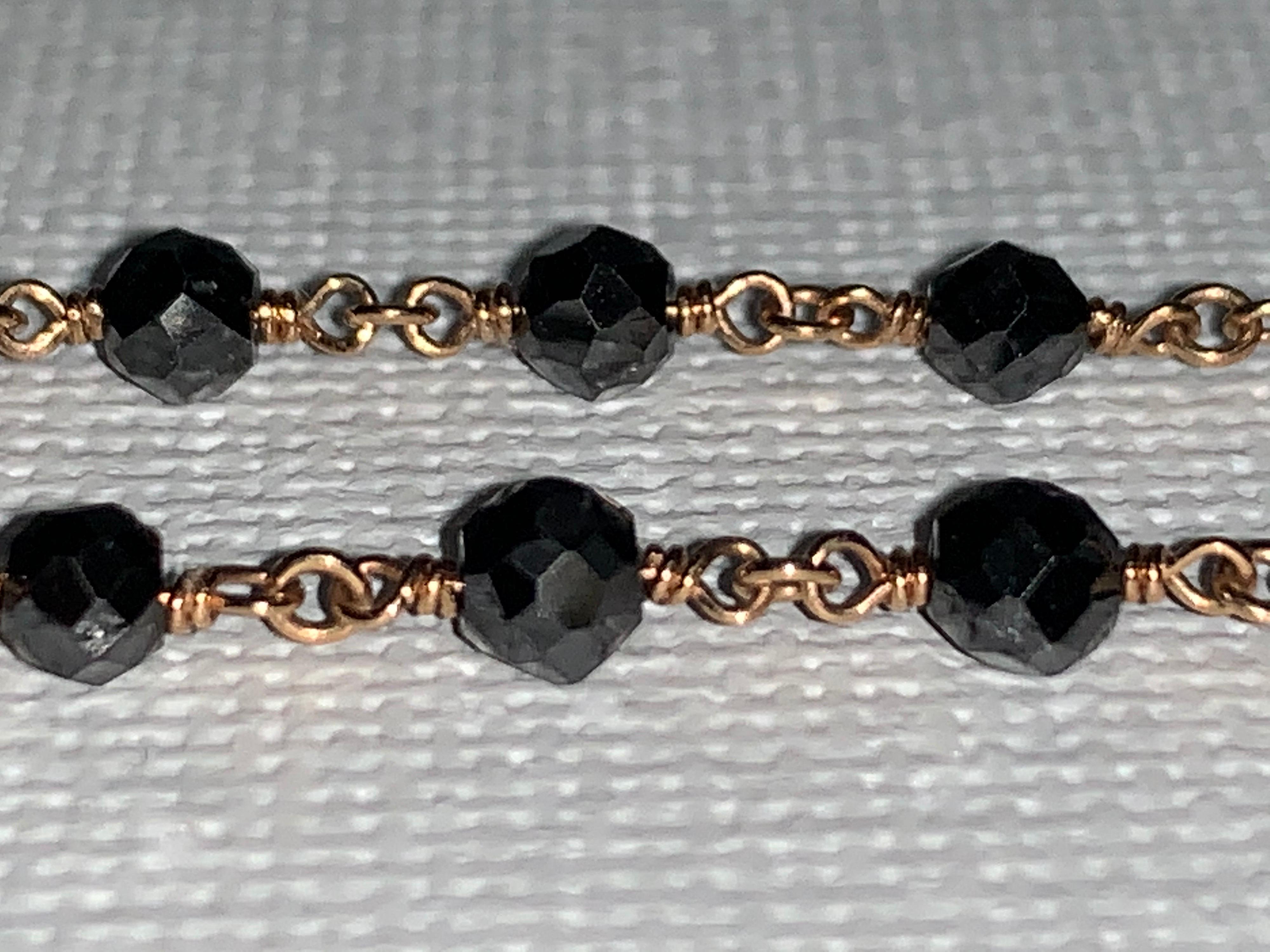 Feminine 21.84 Carat Black Diamond 18 Karat Rose Gold Chain Link Necklace 3