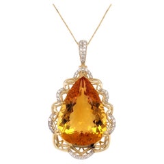 21.84 Carat Citrine Diamond Pendant