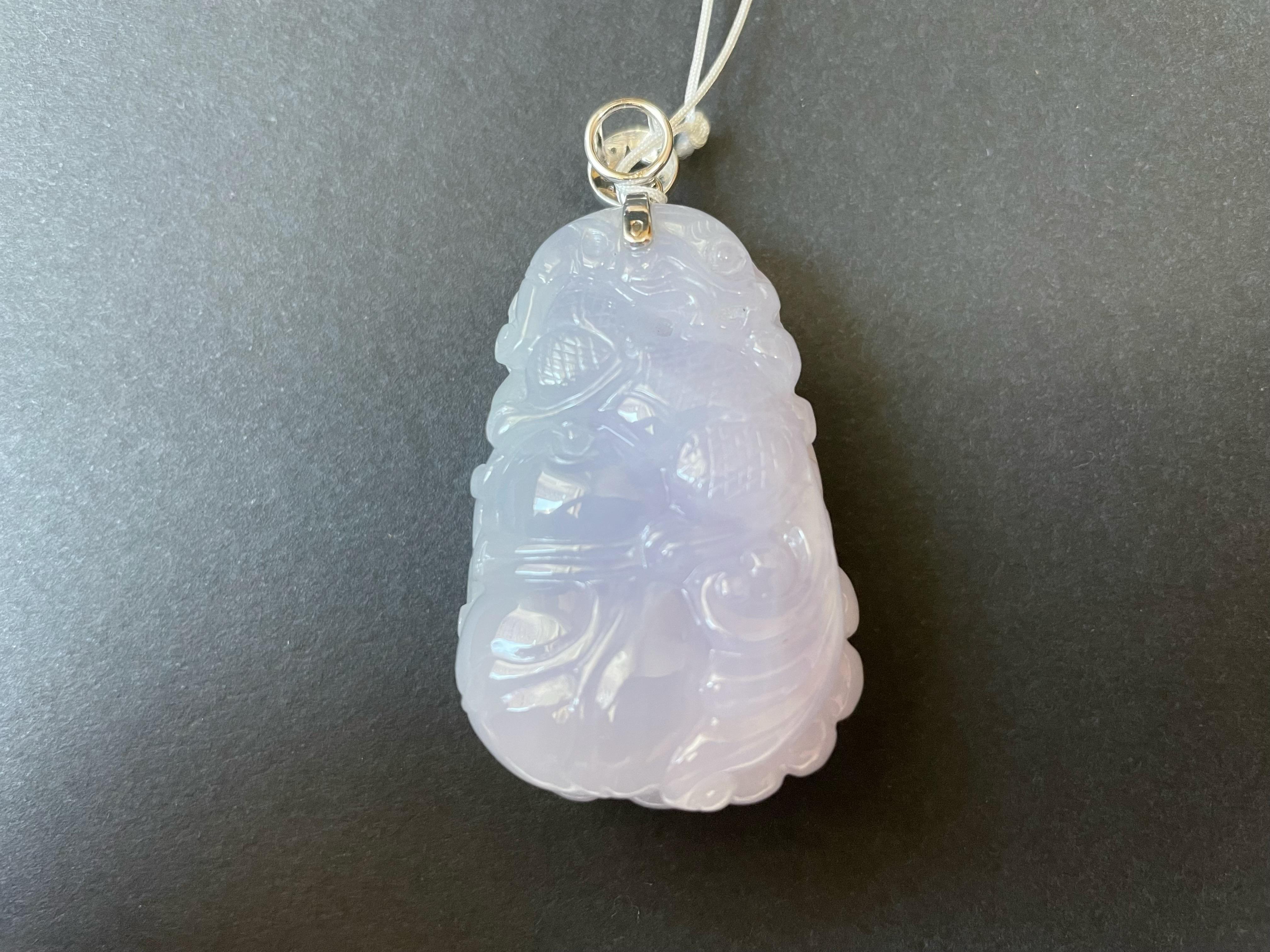 218.54 Ct - Natural Myanmar Lavender Icy Type Qilin Jadeite Jade Pendant In New Condition For Sale In Kowloon, HK