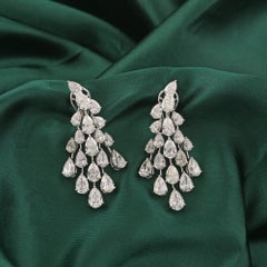 21.88 Carats Natural Pear Diamond Five-Row Chandelier Earrings 18K White Gold
