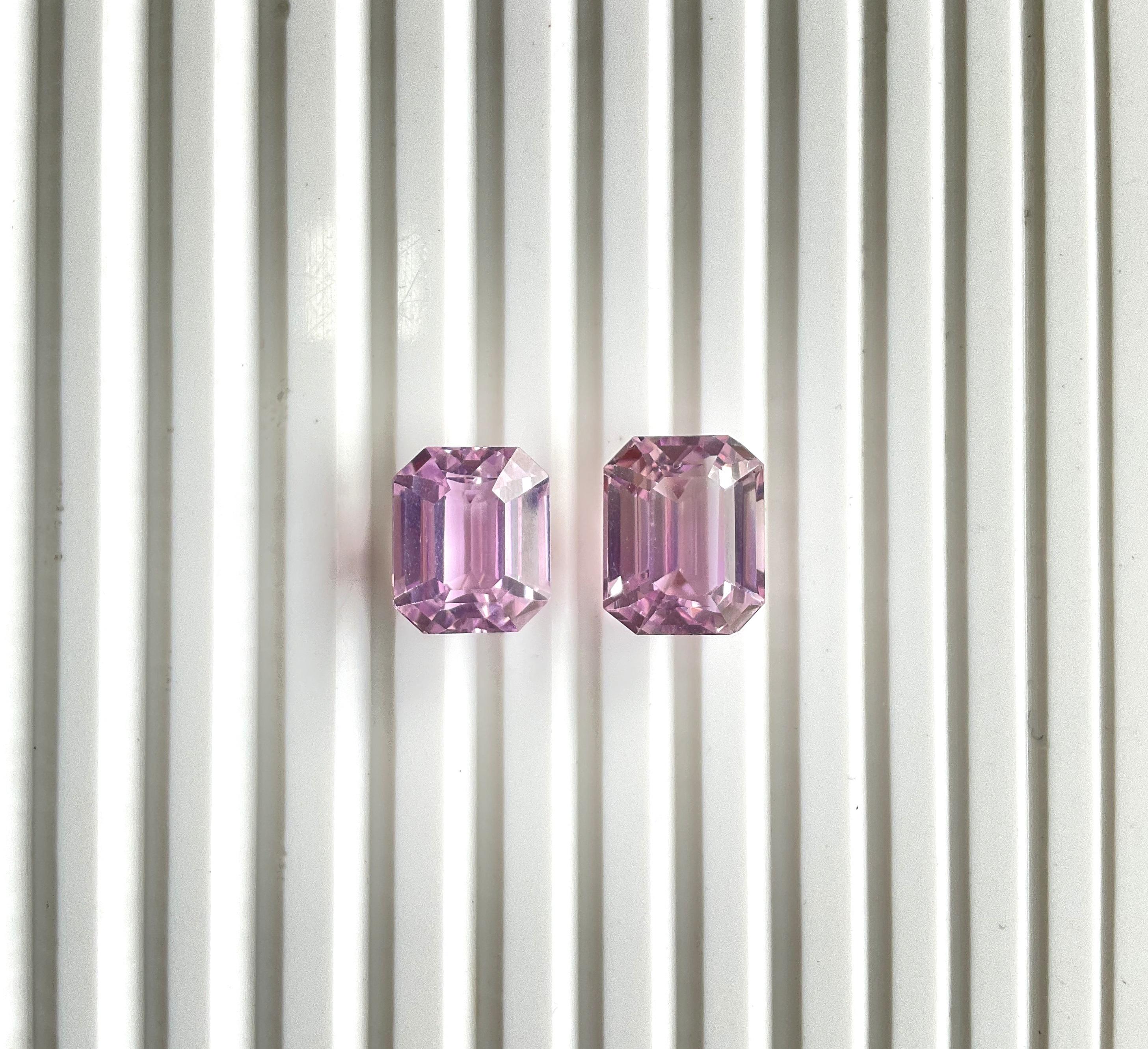 Art Deco 21.89 Carats Pink Kunzite Octagon Natural Cut Stones For Fine Gem Jewellery For Sale