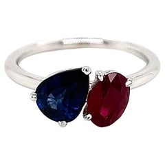 2.18 Carat Ruby and Sapphire Ladies Ring