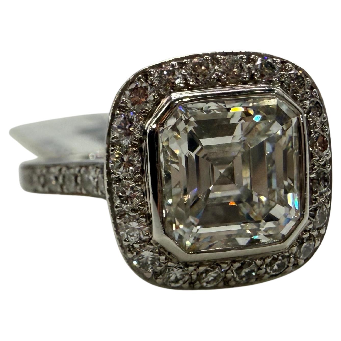 Anello di fidanzamento con taglio Asscher da 2,18 carati certificato GIA