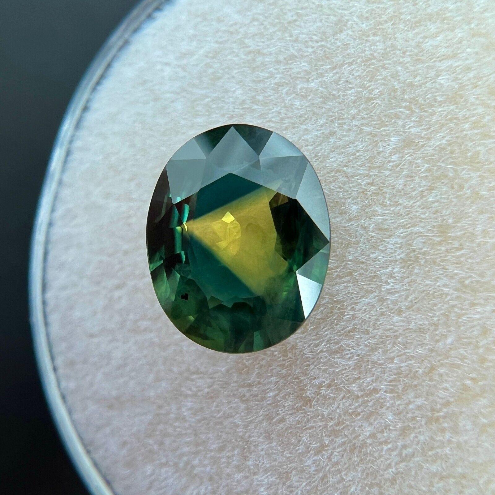2,18ct Zafiro Bicolor Único Azul Amarillo Verde Gema Natural Ovalada 9,1x7,3mm Corte oval en venta