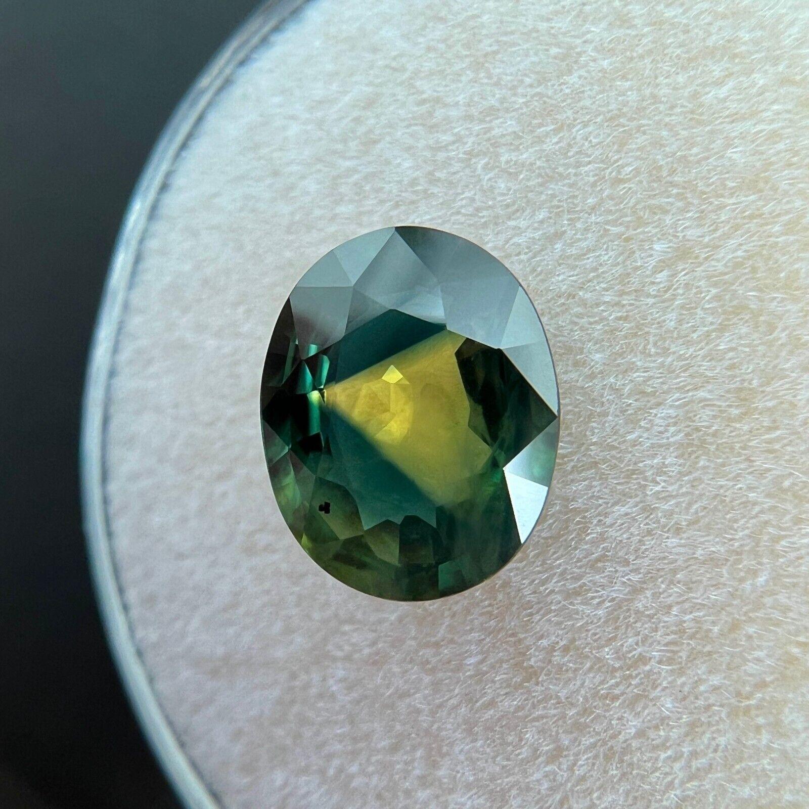 2,18ct Zafiro Bicolor Único Azul Amarillo Verde Gema Natural Ovalada 9,1x7,3mm en Nuevo estado para la venta en Birmingham, GB