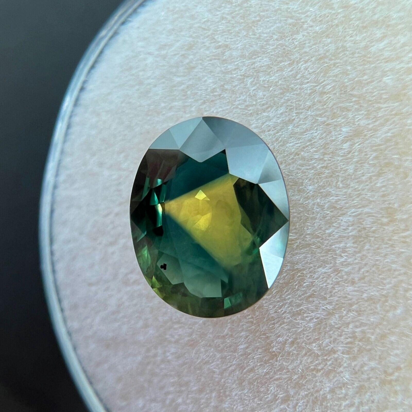 Femenino o masculino 2,18ct Zafiro Bicolor Único Azul Amarillo Verde Gema Natural Ovalada 9,1x7,3mm en venta