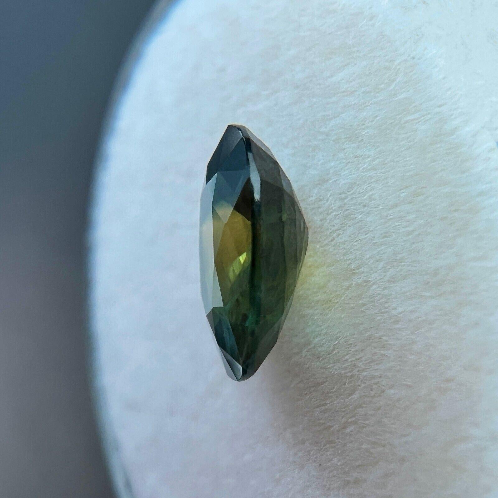 2,18ct Zafiro Bicolor Único Azul Amarillo Verde Gema Natural Ovalada 9,1x7,3mm en venta 1