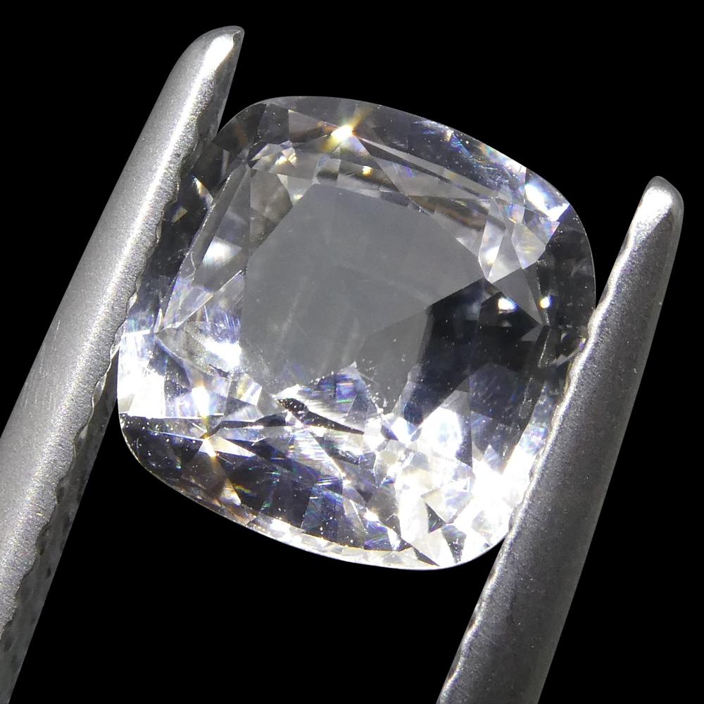 2.18ct Cushion White Sapphire GIA Certified Sri Lanka In New Condition For Sale In Toronto, Ontario