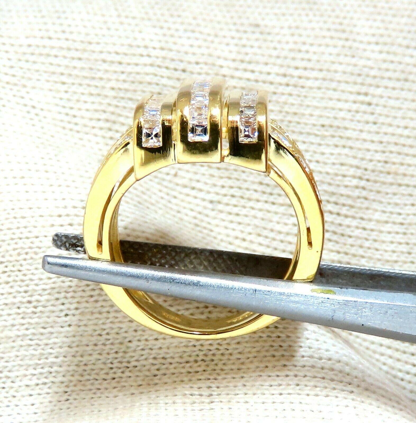 Baguette Cut 2.18 Carat Natural Diamonds Baguette Cluster Ring 18 Karat Art Deco Style For Sale