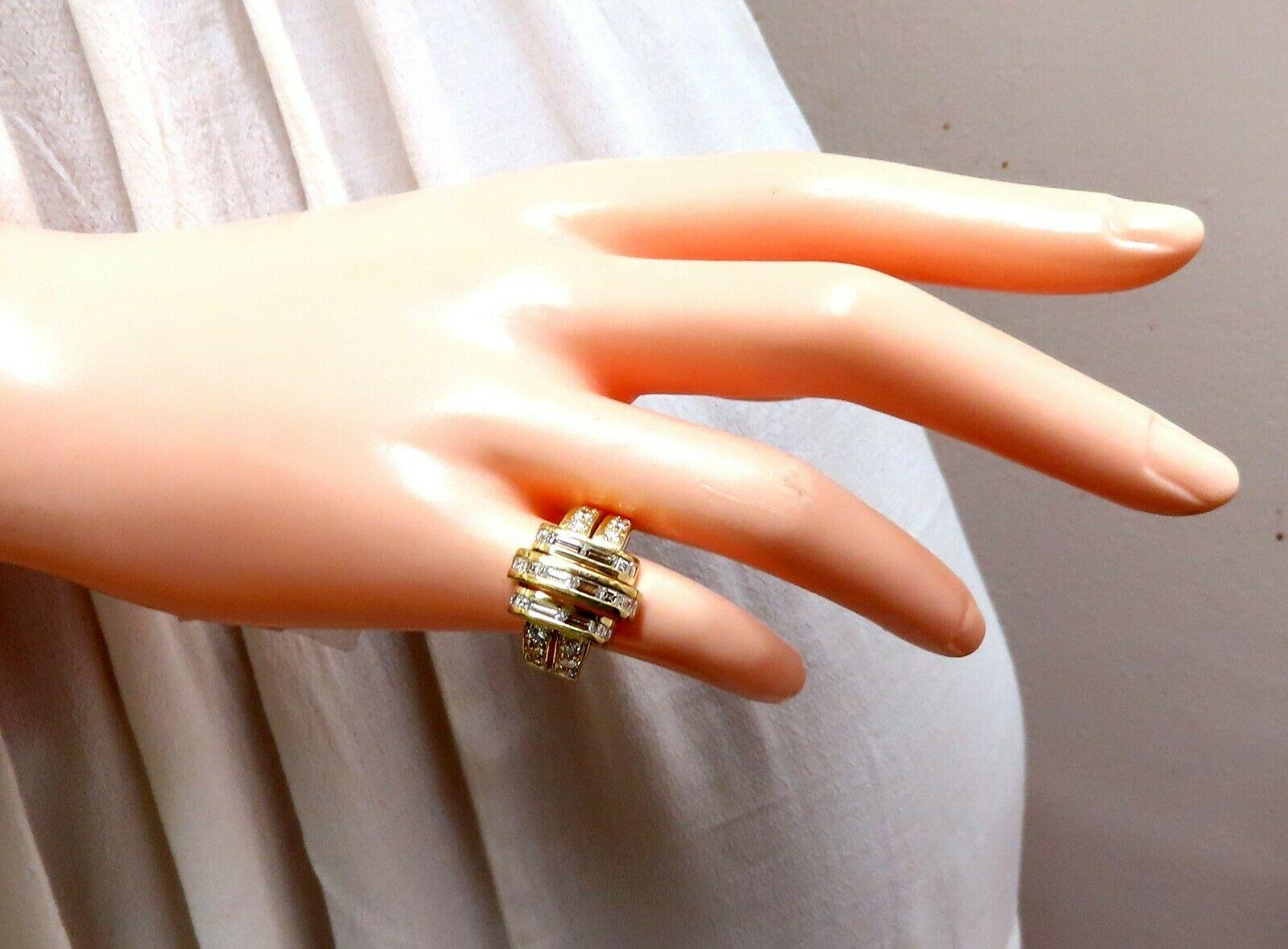 Women's or Men's 2.18 Carat Natural Diamonds Baguette Cluster Ring 18 Karat Art Deco Style For Sale